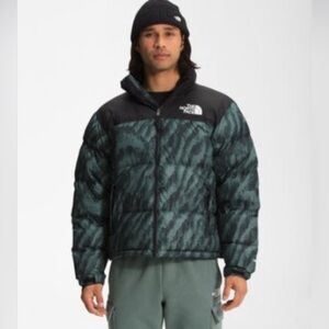 The North Face black and green puffer jacket